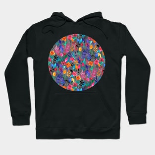 Popping Color Painted Floral on Grey Hoodie